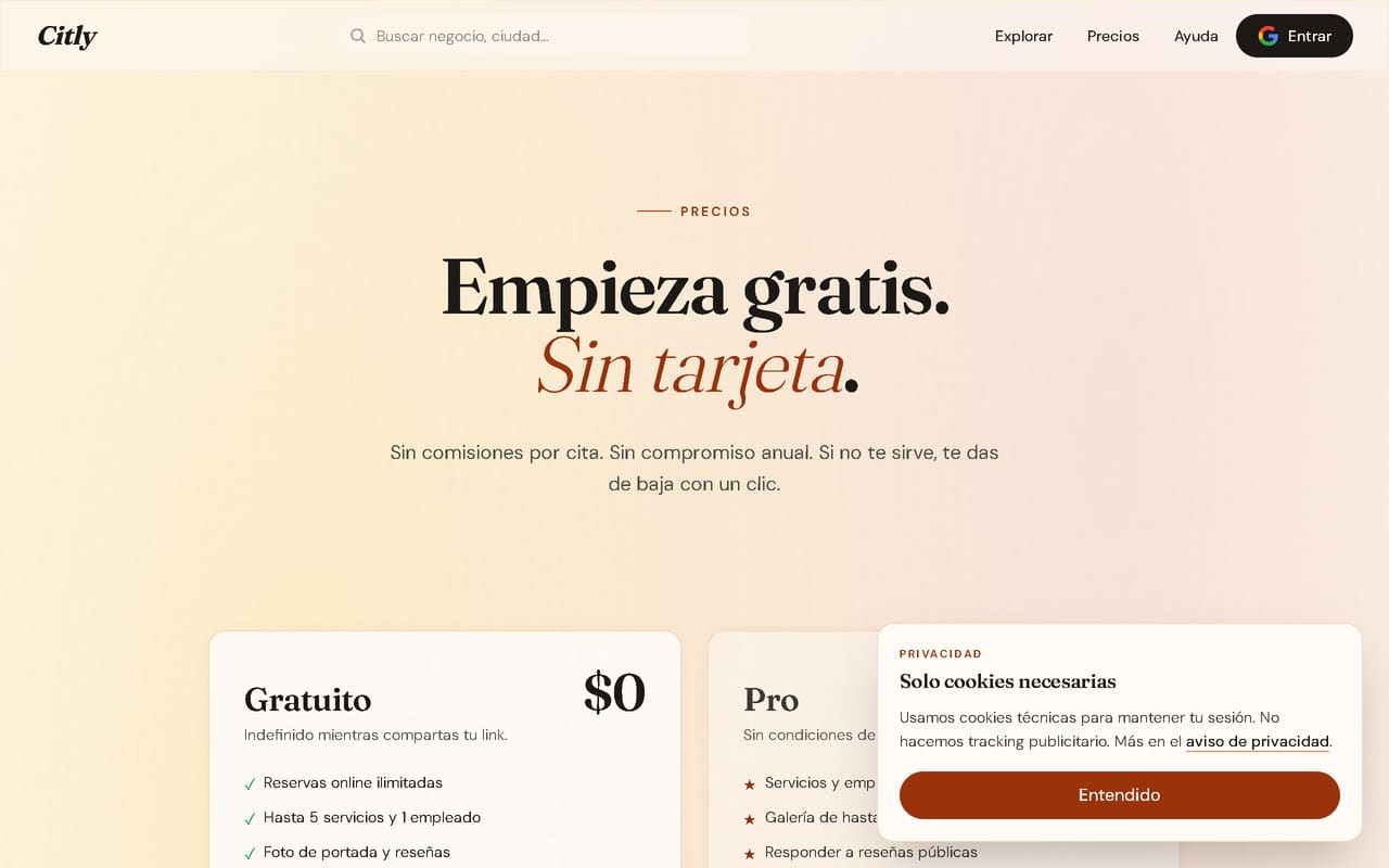 Página de precios — Plan Gratuito $0